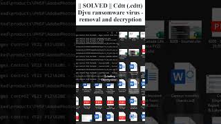 SOLVED  Cdtt cdtt Djvu ransomware virus  removal and decryption [upl. by Ammeg]