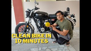 How to clean motorcycle in 10 minutes  Honda Hness cb350 [upl. by Marguerie891]