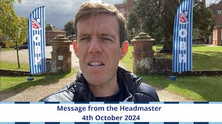 OBH  Message from the Headmaster  4th October 2024 [upl. by Dorey]