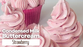 Condensed Milk Buttercream Strawberry Cupcake Frosting Whipped Cream Strawberry [upl. by Asilegna]