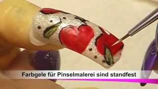 Video Pinselmalerei Nailart Motiv Herzblatt [upl. by Aikemat500]