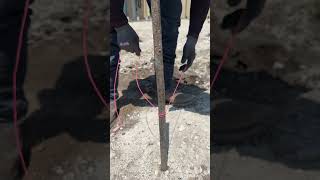 How to tie a string line in slow motion concrete construction iowa desmoines [upl. by Aicrop105]