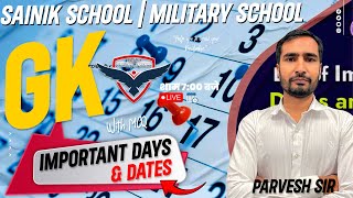 GK Sainik School  Important Days and Dates Sainik School GK  Military School Coaching  RIMC [upl. by Sissy123]