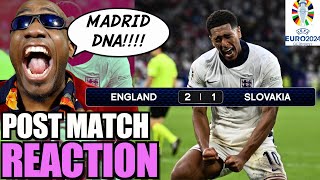 ENGLAND SLOVAKIA REACTION EURO 2024  JUDE BELLINGHAM CLUTCH REAL MADRID DNA WOW [upl. by Jorgan807]