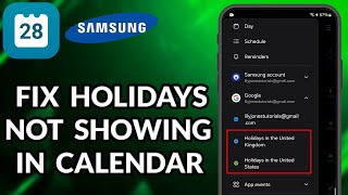 How To Fix Google Account Not Showing Holidays Calendar In Calendar App On Samsung Phone [upl. by Enairb]