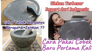 Cara Membersikan Ulekan Batu Baru Cobek Batu Terbesar Import Dari Indonesia Giant Mortar and Pestle [upl. by Squires]