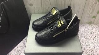 GIUSEPPE ZANOTTI Black Serpentine Lowtop sneaker UNBOXING AND REVIEW [upl. by Oiramal]