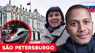 Viagem de trem Moscou  São Petersburgo Museu Hermitage com guia russa e angolanos em Peter 6 [upl. by Yelsnya]