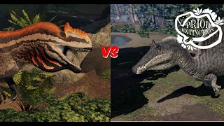 Elder Saurophaganax VS Elder Spinosaurus  Roblox Prior Extinction 1V1 Showdowns [upl. by Keryt]