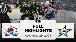 NHL Highlights  Avalanche vs Stars  November 29 2024 [upl. by Zachery]