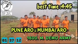 army bharti demo 1600 meter runing PUNE ARO  Mumbai ARO Best times 445 [upl. by Zzahc]