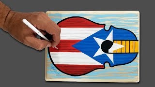 Puerto Rican flag painted on wood  Bandera de Puerto Rico  Puerto Rican Art  How To Use Acrylics [upl. by Inalaek]