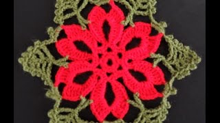 Crochet  Flor de Navidad  2 Parte 2 de 2 [upl. by Asir]