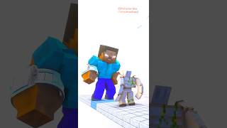 Herobrine Muscular makes the Iron Golem cry babyzombiemonsterschool minecraft herobrine shorts [upl. by Artcele]