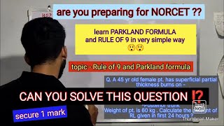 Imp Question for NORCET  Topic  Burns  Parkland formula norcet norcet2023 nursingstudent [upl. by Elia]