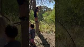 Swinging on grapevines at Barefoot University homeschool natureplay childledlearning [upl. by Oterol540]