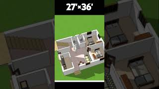 27×363dhouse plan modern house design shortvideo [upl. by Linad57]