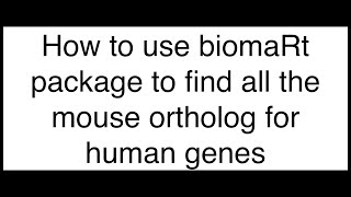 How to Use Biomart to Find Mouse Orthologs for Human Genes [upl. by Raffo226]