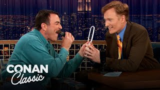 Tom Selleck Shaves Off Half Of His Mustache  Late Night with Conan O’Brien [upl. by Mountfort]