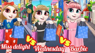 miss delight vs Wednesday Adams vs barbie my talking Angela 2cosplay [upl. by Wilcox375]