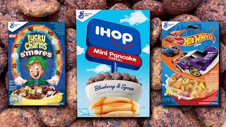 New 2022 General Mills Cereals Hot Wheels Lucky Charms Smores IHOP [upl. by Olenka158]