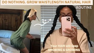 DO NOTHING GROW WAISTLENGTH HAIR LITERALLY MY ROUTINE  4C waistlength hair journey 4c growhair [upl. by Kenweigh]