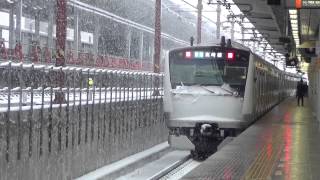 【2013年1月14日】 大雪の浦和駅発着シーン E233系･E231系 [upl. by Akena]