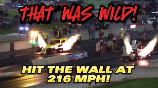 NITRO DRAG CAR HITS WALL AT 216 MPH WOW [upl. by Cam]