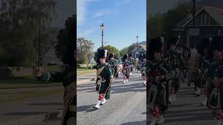 drummajor leading Huntly pipeband march to 2024 braemargathering and Games in scotland shorts [upl. by Suirtemid]