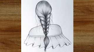 girl back side drawing tutorial  step by step pencil drawing  drawing tutorial for beginners [upl. by Haymes]