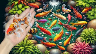 catching fish colorful fish goldfish koi fish betta fish turtles crabs catfish [upl. by Acisset]