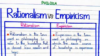 Rationalism VS Empiricism philosophy PHIL211A pu [upl. by Elie]