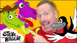 Surprise Game with Toys and More with Steve and Maggie  Dinosaur Safari Story for Kids [upl. by Aicilat]