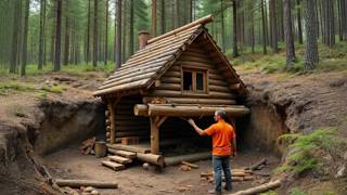 A Man Builds a Cozy Hut in the Wild  Cabin Underground  Start to Finish by KopauKakXo4u [upl. by Novhaj806]