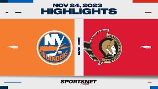 NHL Highlights  Islanders vs Senators  November 24 2023 [upl. by Selbbep]