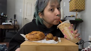 DUNKIN croissant amp coffee ☕️🥐 ASMRMukbang [upl. by Dinan261]