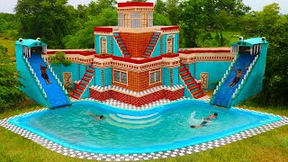 Full Video Building Villa House Twine Water Slide amp Design Swimming Pool For Entertainment Place [upl. by Enrico]