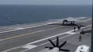 Stealth Bomber Landing on US Navy Aircraft Carrier [upl. by Noiraa]