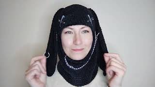 Black bunny balaclava crochet Balaclava with bunny ears [upl. by Hajidak]