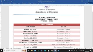 SCHOOL ELEMENTARY CALENDAR for 2022 TO 2023 [upl. by Latsyrcal19]