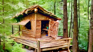 full videos 30 days of building a dwarf house with a warm fireplace  Bushcraft survival in the wild [upl. by Fabiano]