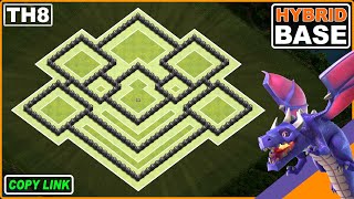 NEW TH8 Hybrid Base COPY LINK  COC Town Hall 8 TrophyWar Base [upl. by Psyche]