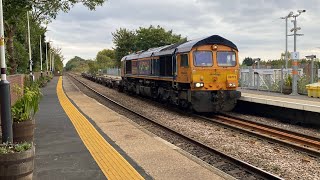 “Pride of GBRF” 66773 GBRf 6D80 with 2 empty container flatbeds 1508 1E Lea Road 6102024 [upl. by Mirella481]