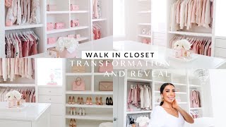 WALK IN CLOSET ORGANIZING AND DECORATING TRANSFORMATION AND REVEAL👛🏠 [upl. by Kaasi]