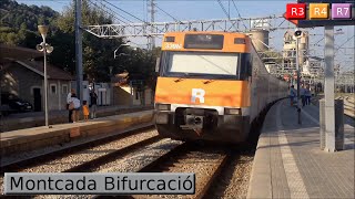 Rodalies Barcelona  Montcada Bifurcació R3  R4  R7  R12  Renfe Civia  447 [upl. by Pontius92]