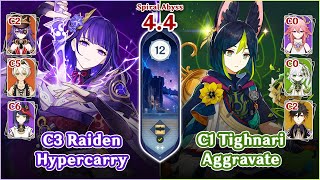 【Genshin Impact】NEW Spiral Abyss 44 Floor 12  Raiden Hypercarry amp Tighnari Aggravate  Full Stars⭐ [upl. by Ocram]