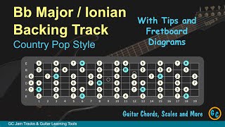 Bb Major  Ionian Jam Backing Track for Guitar with Tips and Diagrams [upl. by Tyra427]