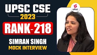 Simran Singh AIR 218  UPSC 2023 Topper Mock Interview  UPSC Final Result 2023  TestBook IAS [upl. by Born319]