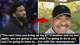 Joel Embiid PUSHES Reporter For Mentioning D3AD Brother amp Son quotIm GOING TO CRASH OUT NEXT TIMEquot [upl. by Neved286]