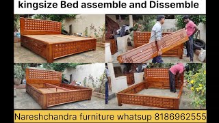 kingsize bed storage type teakwood 6x6¼ size how to assemble and dissemblenaresh12636 [upl. by Anyek]